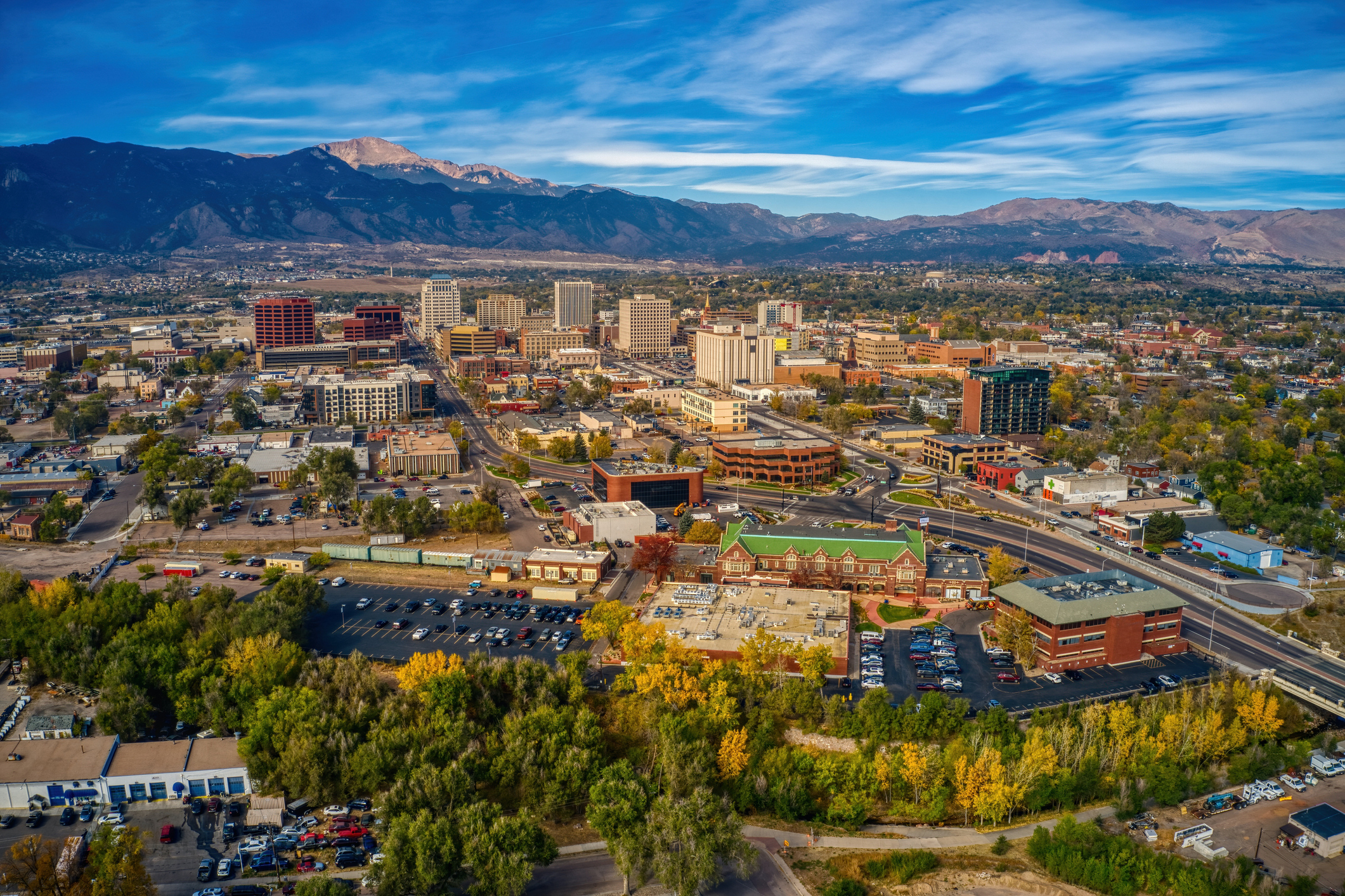 Aerial View of Colorado Springs with Autumn Colors colorado-federal-criminal-lawyer